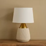 Rollins Caskey Metal and Ceramic Table Lamp with Linen Shade - 30x47 cm