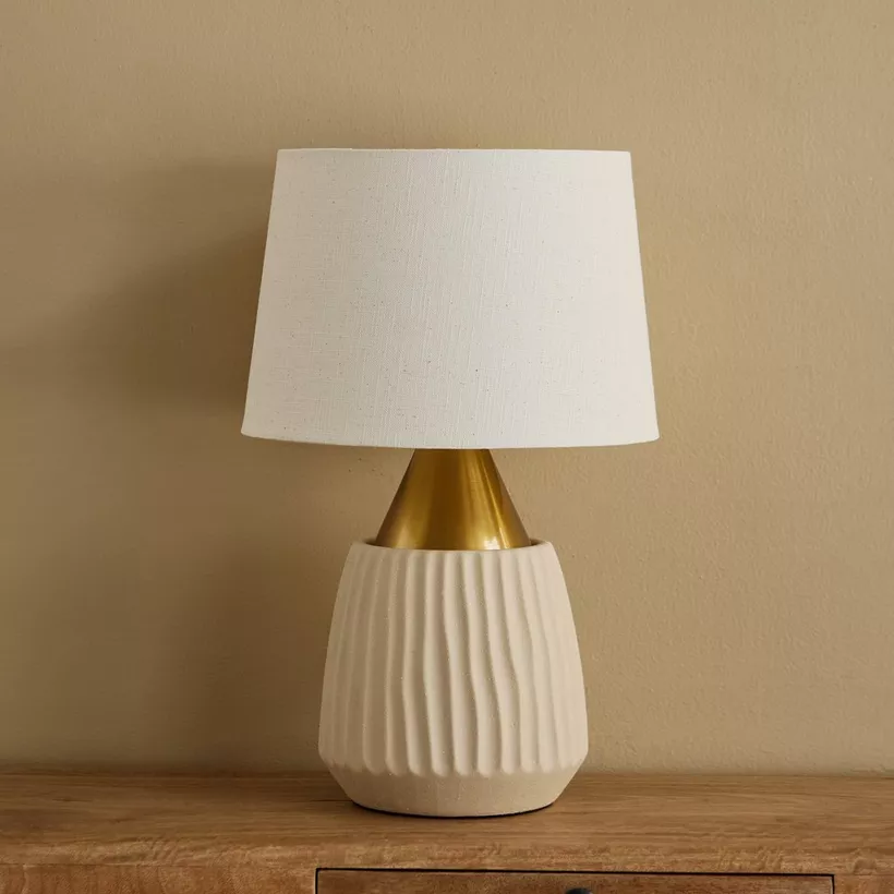 Rollins Caskey Metal and Ceramic Table Lamp with Linen Shade - 30x47 cm - Image 4