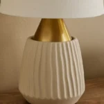 Rollins Caskey Metal and Ceramic Table Lamp with Linen Shade - 30x47 cm