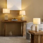 Rollins Caskey Metal and Ceramic Table Lamp with Linen Shade - 30x47 cm