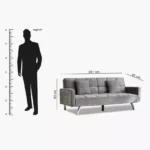Movo Palmer 3-Seater Fabric Sofa Bed with 2 Cushions