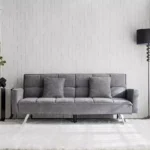 Movo Palmer 3-Seater Fabric Sofa Bed with 2 Cushions