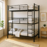 Movo Coda Triple Bunk Metal Single Bed With Ladder - 90x200 cm