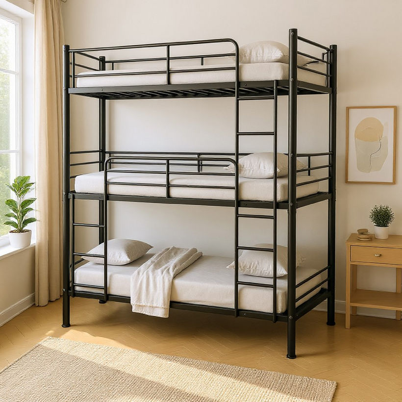 Movo Coda Triple Bunk Metal Single Bed With Ladder - 90x200 cm - Image 3