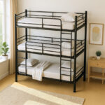 Movo Coda Triple Bunk Metal Single Bed With Ladder - 90x200 cm