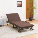 Movo Havana Folding Adjustable Metal Single Bed with Mattress - 80x190 cm