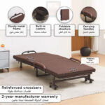 Movo Havana Folding Adjustable Metal Single Bed with Mattress - 80x190 cm