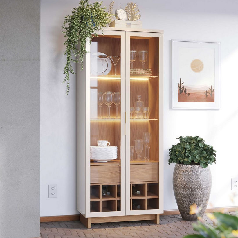 Volca 2-Door Curio Cabinet with LED Light - Image 3