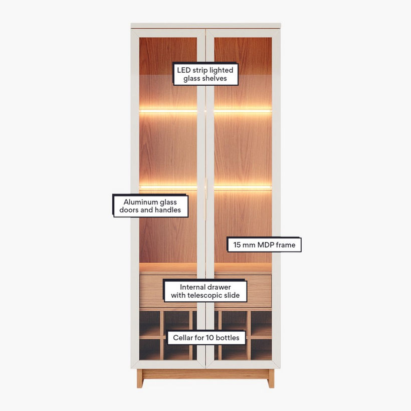 Volca 2-Door Curio Cabinet with LED Light - Image 11