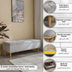 Drew Fabric Bench with Wood Frame
