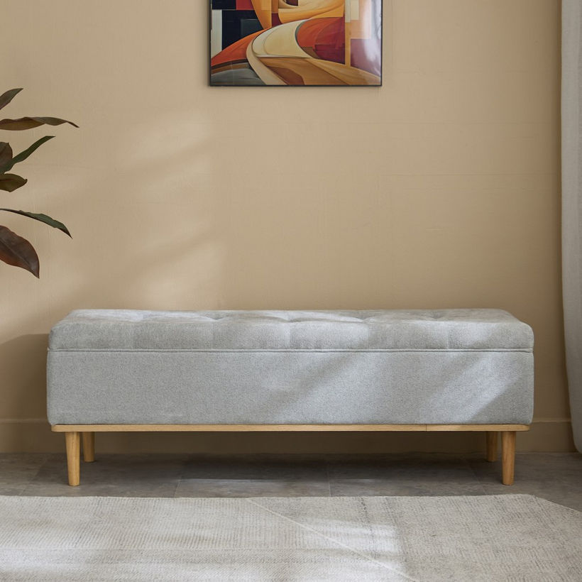 Drew Fabric Bench with Wood Frame - Image 3