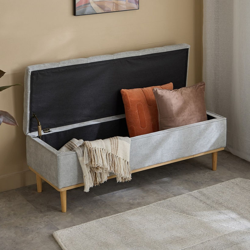 Drew Fabric Bench with Wood Frame - Image 4