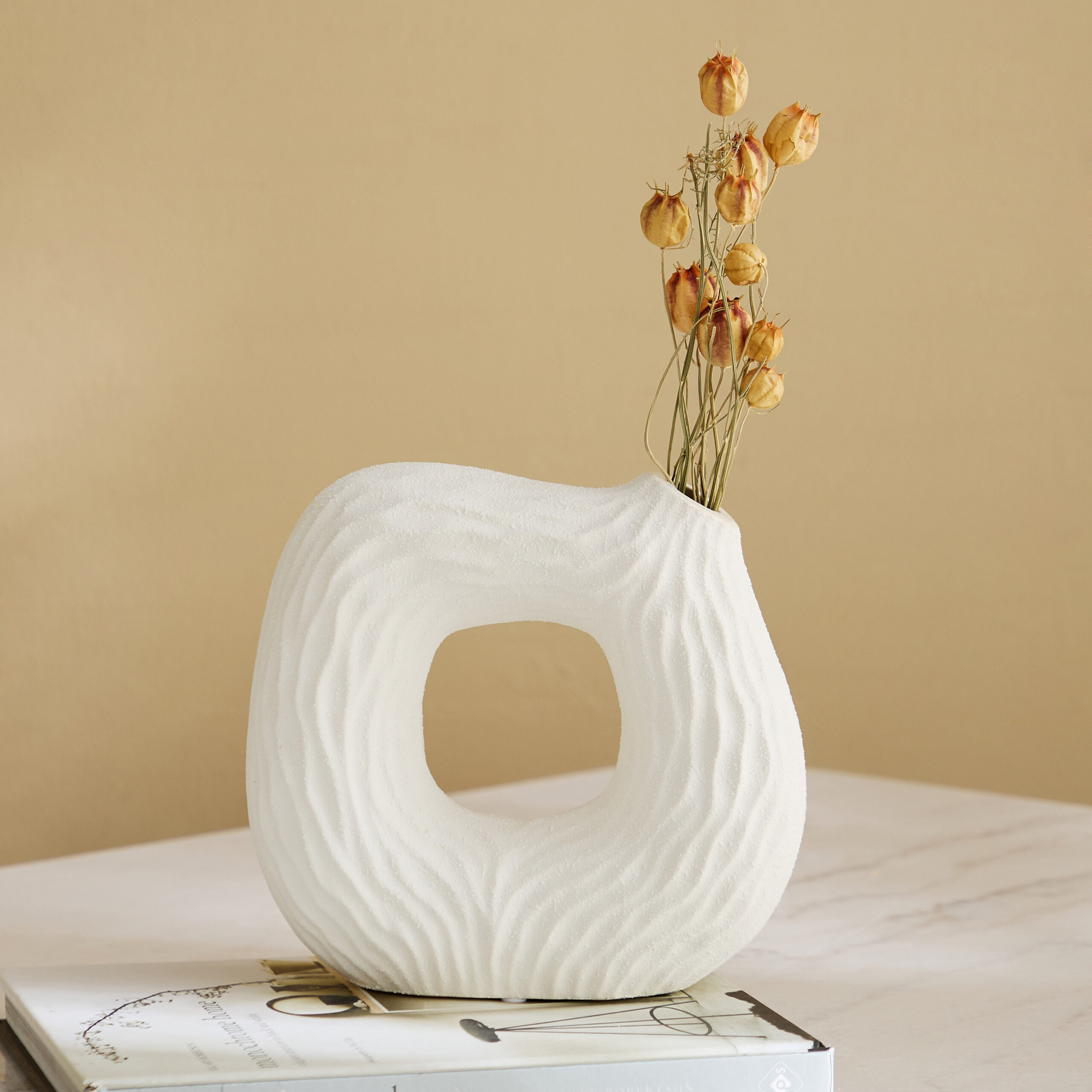 Sansa Roma Ceramic Textured Vase - 22.5x8.5x21 cm