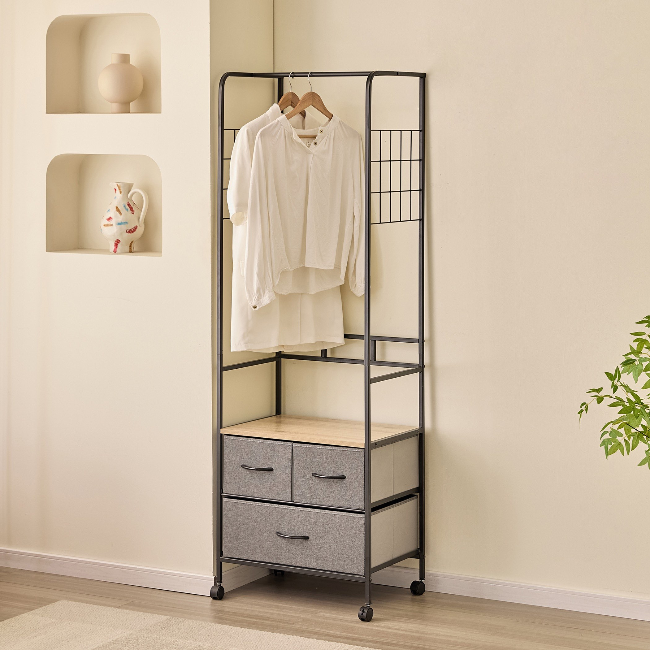 Movo Jazz 3-Drawer Coat Hanger with Multipurpose Rack