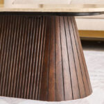 Cavon Ribella Genuine Travertine Top Coffee Table with Solid Wood Base