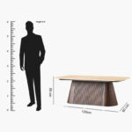 Cavon Ribella Genuine Travertine Top Coffee Table with Solid Wood Base