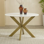 Portola 4-Seater Round Genuine Marble Top Dining Table