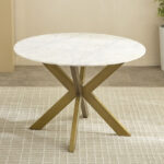 Portola 4-Seater Round Genuine Marble Top Dining Table