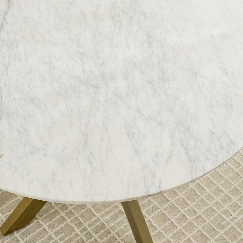 Portola 4-Seater Round Genuine Marble Top Dining Table - Image 4