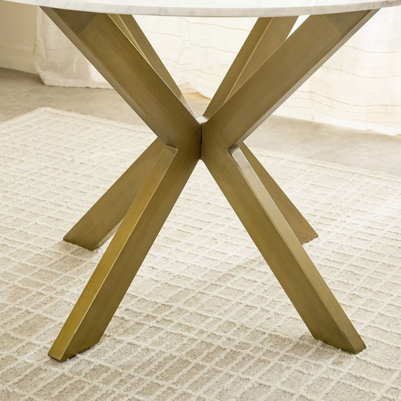 Portola 4-Seater Round Genuine Marble Top Dining Table - Image 5