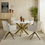 Portola 4-Seater Round Genuine Marble Top Dining Table