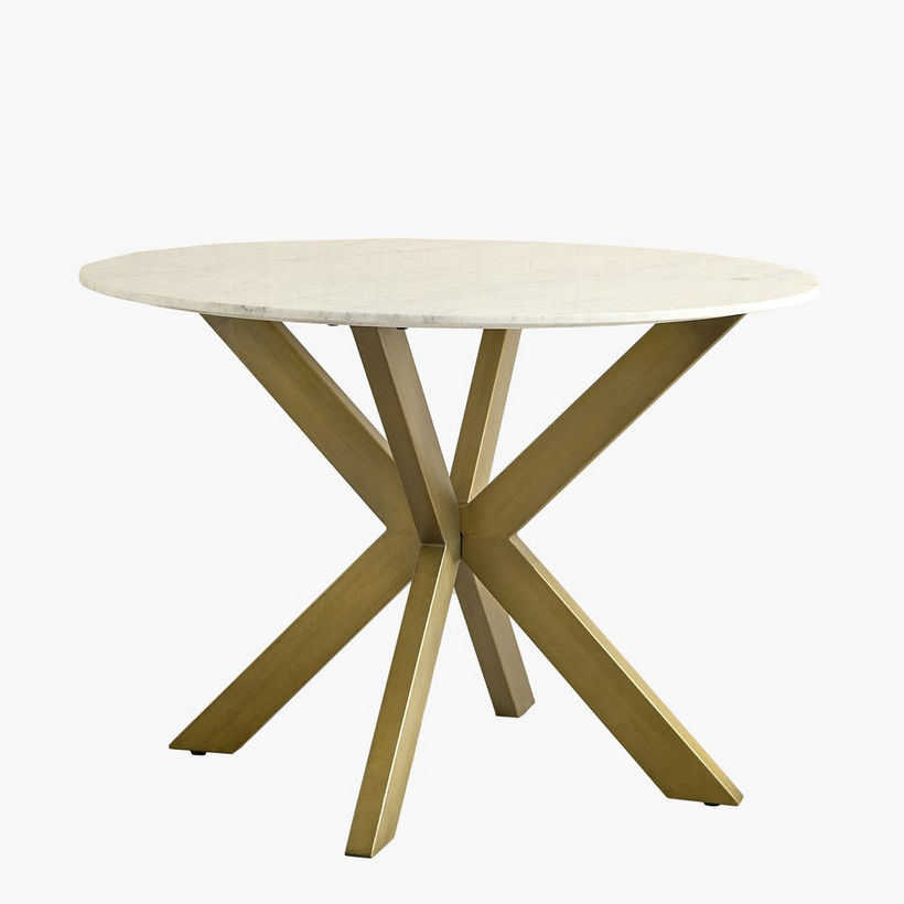 Portola 4-Seater Round Genuine Marble Top Dining Table - Image 7