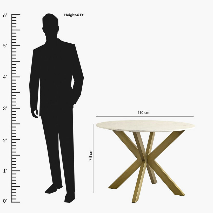 Portola 4-Seater Round Genuine Marble Top Dining Table - Image 8