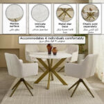 Portola 4-Seater Round Genuine Marble Top Dining Table