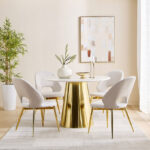 Cone 4-Seater Round Genuine Marble Top Dining Table