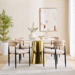 Cone 4-Seater Round Genuine Marble Top Dining Table