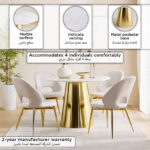 Cone 4-Seater Round Genuine Marble Top Dining Table
