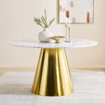 Cone 6-Seater Round Genuine Marble Top Dining Table