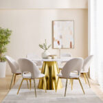 Cone 6-Seater Round Genuine Marble Top Dining Table