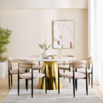 Cone 6-Seater Round Genuine Marble Top Dining Table