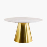 Cone 6-Seater Round Genuine Marble Top Dining Table