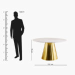 Cone 6-Seater Round Genuine Marble Top Dining Table