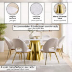Cone 6-Seater Round Genuine Marble Top Dining Table