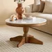 Degas Round Genuine Marble Top Coffee Table with Solid Wood Base - Image 11