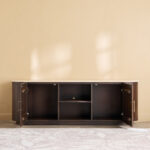 Cavon Ribella Solid Wood TV Unit with Genuine Travertine Top for TVs upto 70 inches