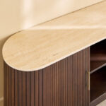 Cavon Ribella Solid Wood TV Unit with Genuine Travertine Top for TVs upto 70 inches