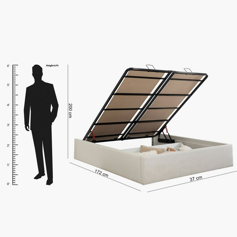 Hampton Upholstered Hydraulic Storage Queen Bed Base - 160x200 cm - Image 2