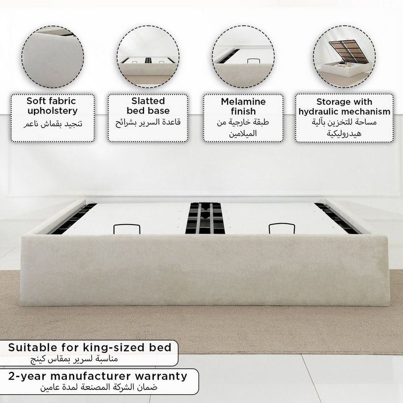Hampton Upholstered Hydraulic Storage King Bed Base - 180x200 cm - Image 2
