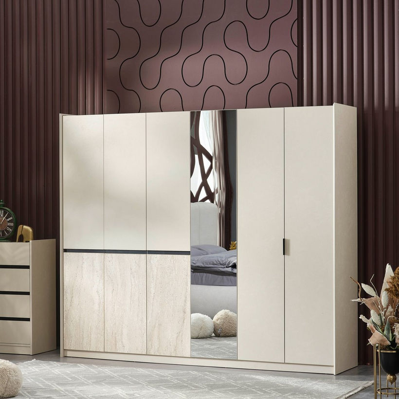 Melbourne 6-Door Wardrobe with Mirror - Image 2