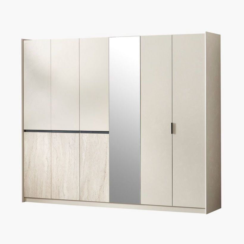 Melbourne 6-Door Wardrobe with Mirror - Image 4
