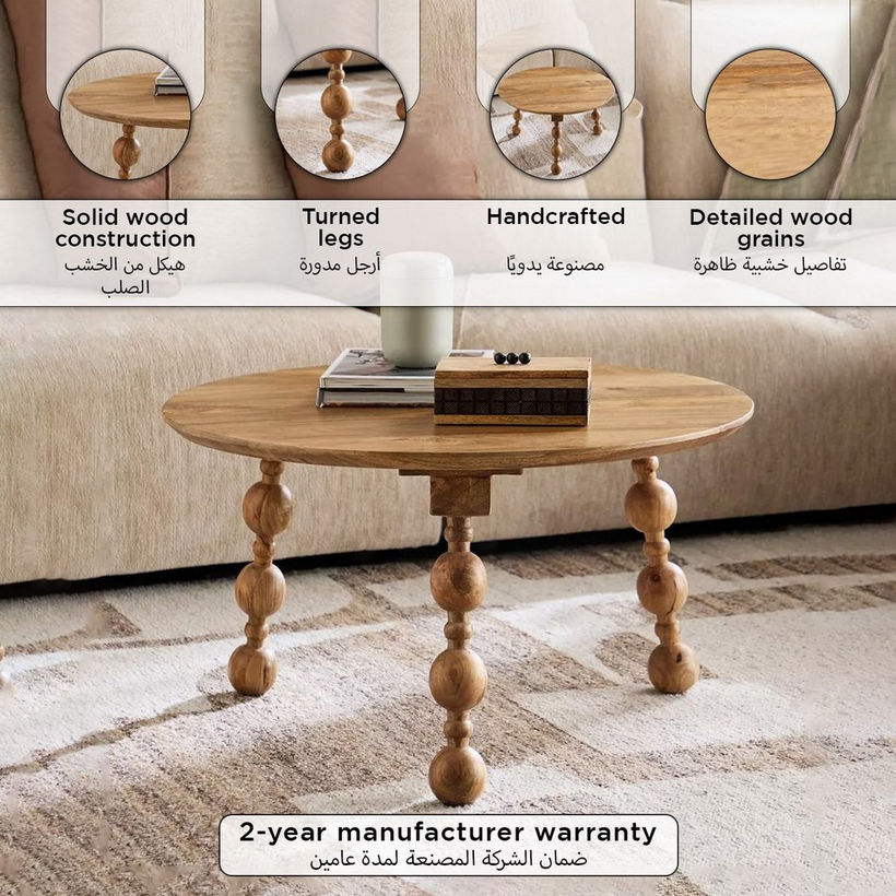 Vendra Knot Solid Wood Round Coffee Table - Image 9