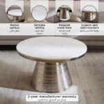 Cavon Eduin Genuine Marble Top Coffee Table