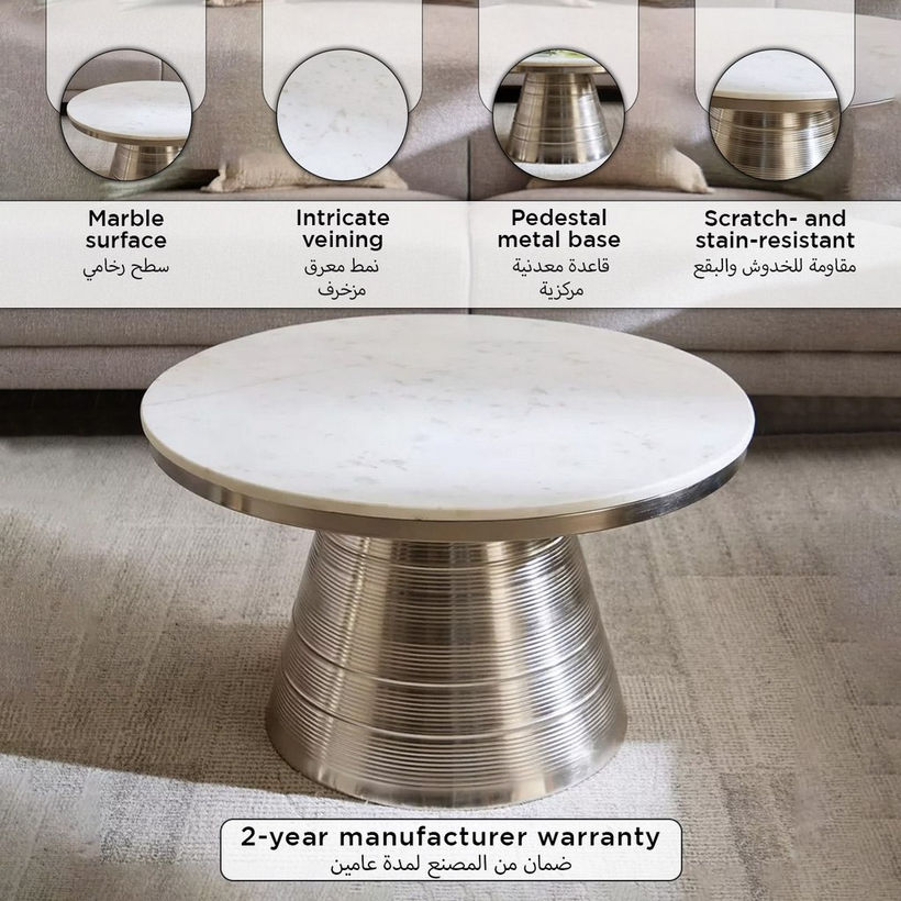 Cavon Eduin Genuine Marble Top Coffee Table - Image 2