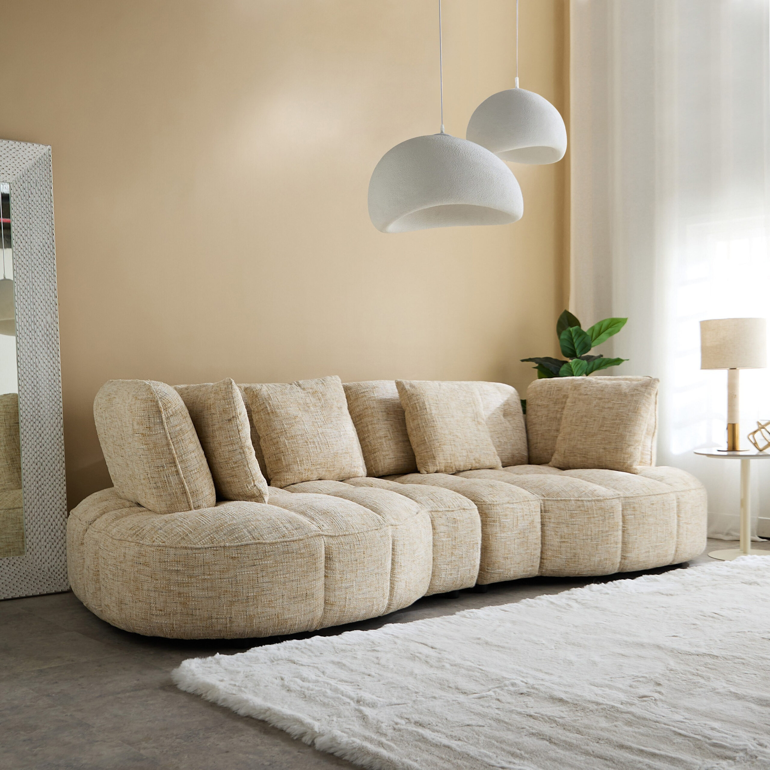 Havana 4-Seater Fabric Sofa with 4 Cushions and Adjustable Backrest