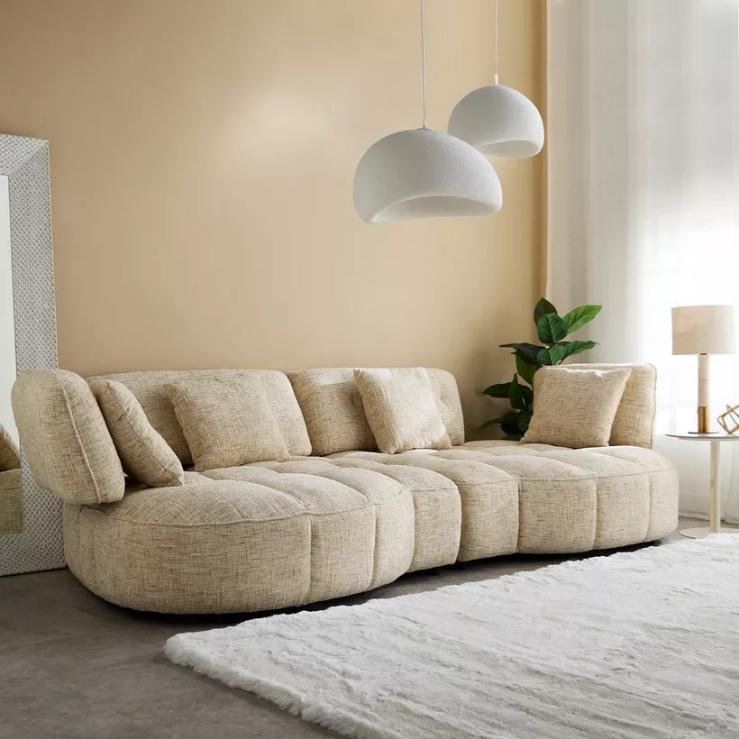 Havana 4-Seater Fabric Sofa with 4 Cushions and Adjustable Backrest - Image 3