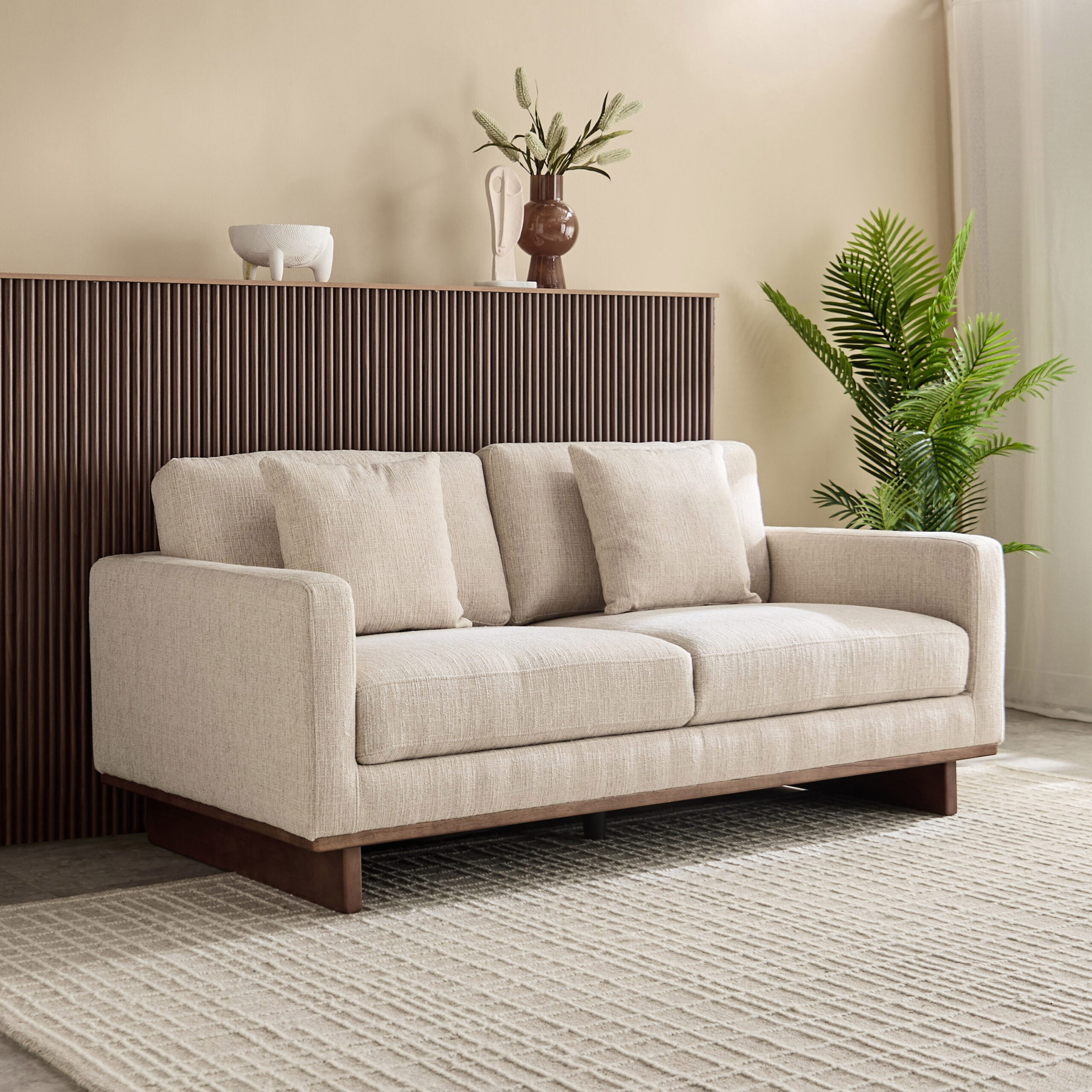 Monza 2-Seater Fabric Sofa with 2 Cushions